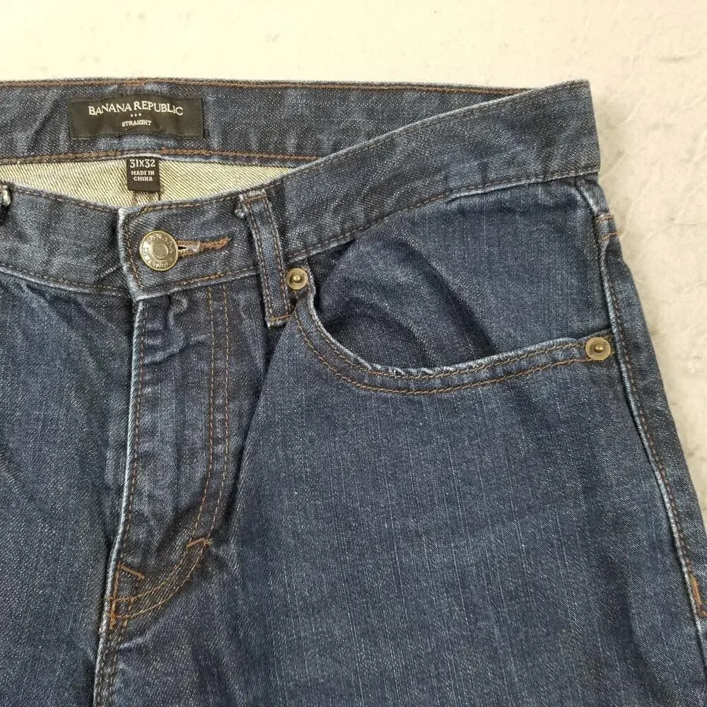 Banana Republic Jeans Mens 31x30 Blue Denim Straight Five Pocket Classic Casual‎